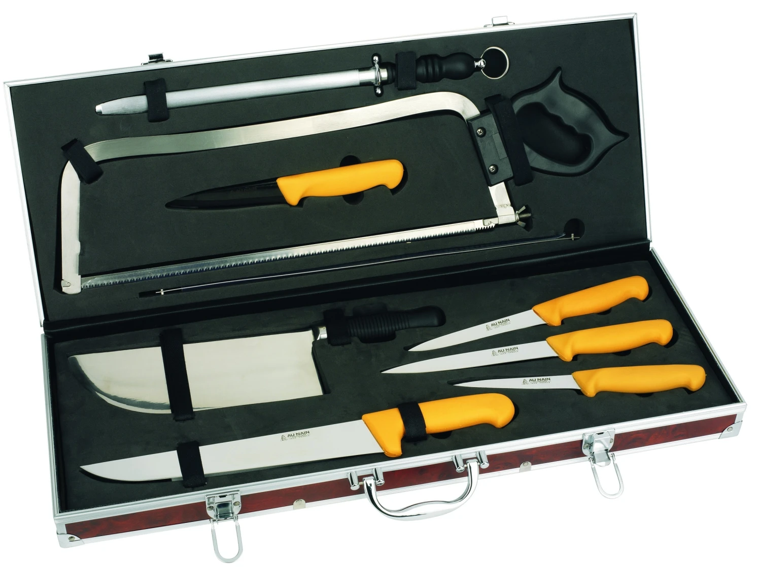 Au Nain Butcher Case With 8 Yellow-handled Tools And Accessories 1 Au Nain Butcher Case With 8 Yellow-handled Tools And Accessories