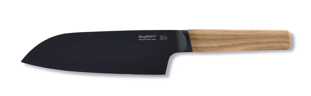 BergHOFF Ron Titan Ash Wood Santoku Knife 16cm - Black Titanium Coating 1 BergHOFF Ron Titan Ash Wood Santoku Knife 16cm - Black Titanium Coating