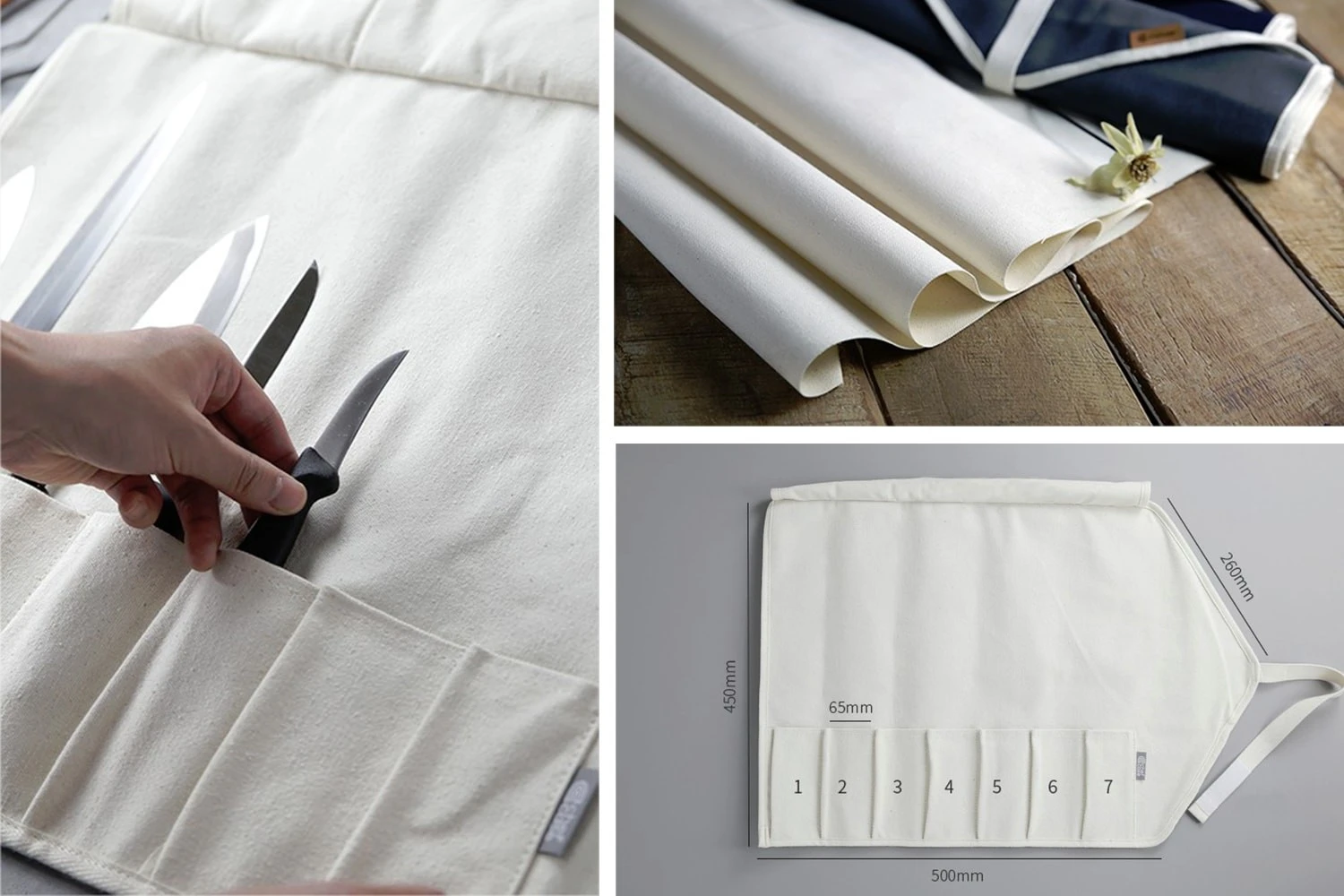 CHEF ROLL 7 Canvas Empty Roll Bag For 7 Kitchen Knives And Utensils 17 CHEF ROLL 7 Canvas Empty Roll Bag For 7 Kitchen Knives And Utensils - Image 17