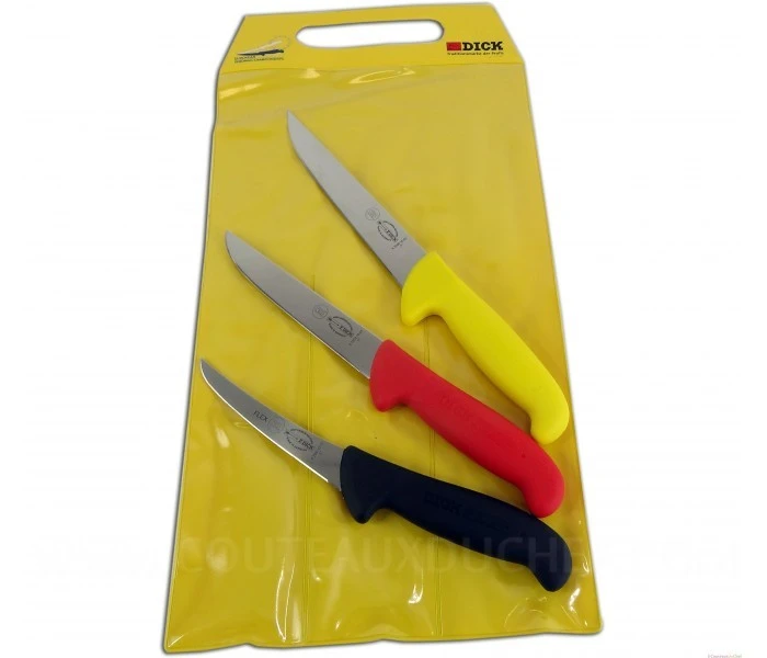 DICK Ergogrip 3-piece Butcher Professional Knife Set - Multicoloured Handles 2 DICK Ergogrip 3-piece Butcher Professional Knife Set - Multicoloured Handles - Image 2