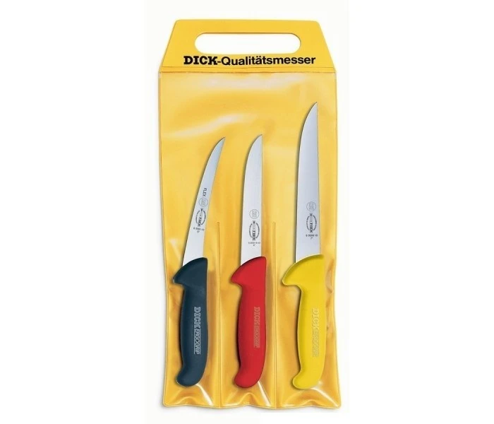 DICK Ergogrip 3-piece Butcher Professional Knife Set - Multicoloured Handles 1 DICK Ergogrip 3-piece Butcher Professional Knife Set - Multicoloured Handles