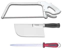 Fischer Knife Case With 7 Red Handle Butcher Knives And Accessories -Sabatier Sales Store fischer 7 piece butcher knife case red handles 2