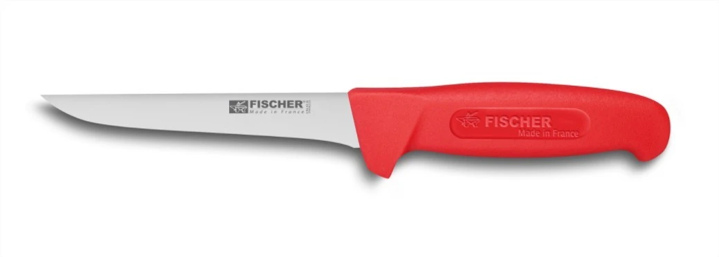 FISCHER Boning Knife Straight Blade 14cm With Red Handle 1 FISCHER Boning Knife Straight Blade 14cm With Red Handle