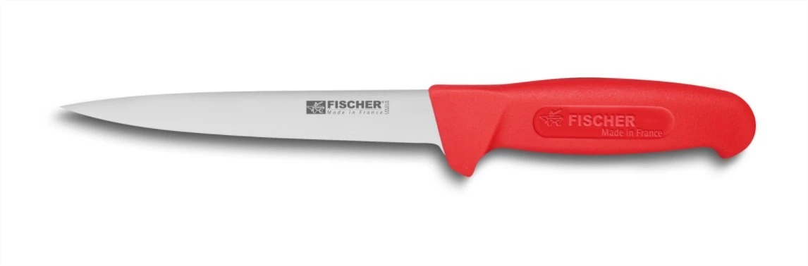 FISCHER Professional Boning Knife 17cm With Red Handle 1 FISCHER Professional Boning Knife 17cm With Red Handle