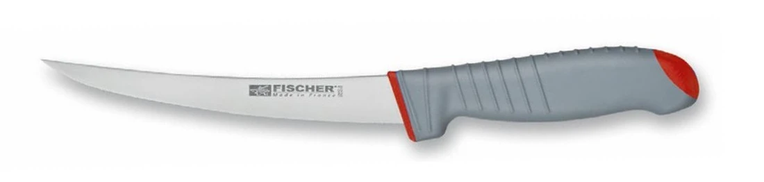 Fischer Sandvik Boning Knife Rigid Blade 15cm - Red Handle With Grey Elastomer 1 Fischer Sandvik Boning Knife Rigid Blade 15cm - Red Handle With Grey Elastomer