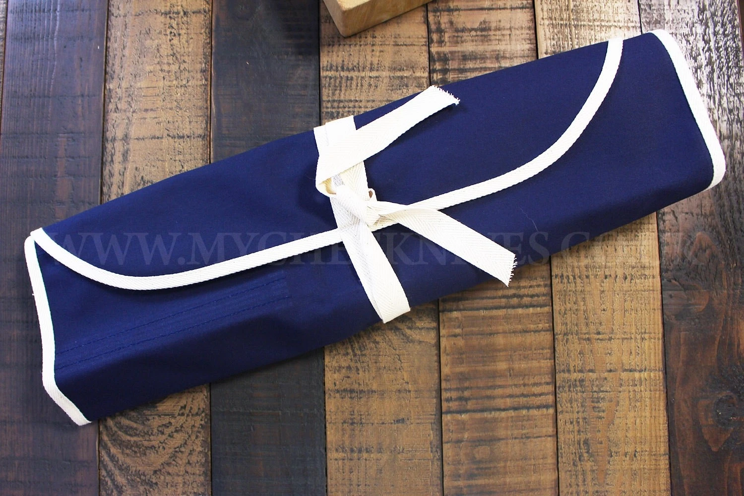 Japanese Canvas Roll Bag For 6 Knives - Blue 3 Japanese Canvas Roll Bag For 6 Knives - Blue - Image 3