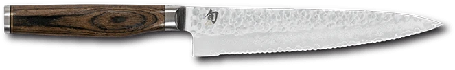 KAI Shun Premier Tim Mälzer Utility Knife 16.5cm Damascus Blade - Serrated Edge 1 KAI Shun Premier Tim Mälzer Utility Knife 16.5cm Damascus Blade - Serrated Edge