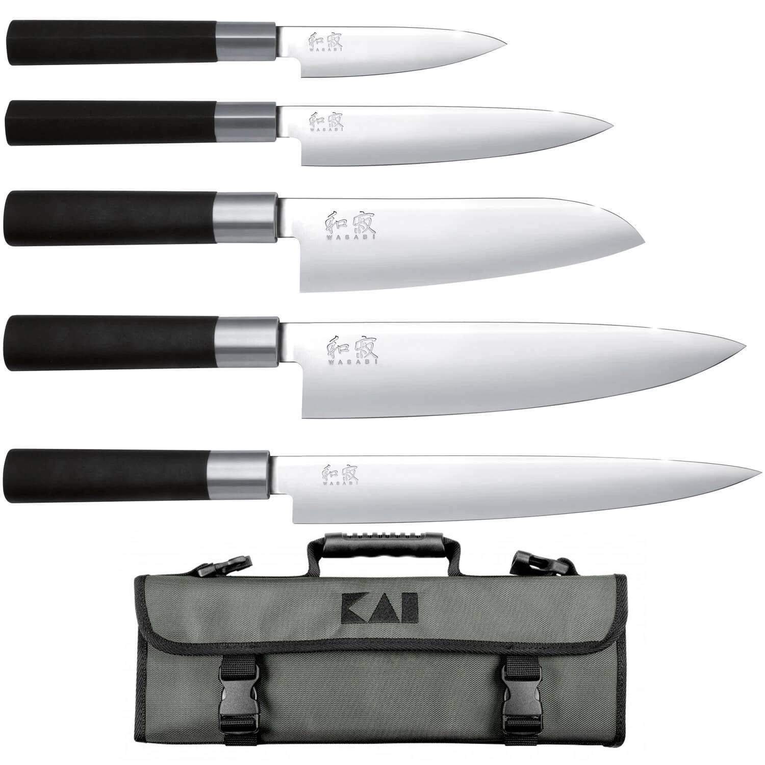 KAI Wasabi Black Knife Bag With 5 Knives EUROPE 1 KAI Wasabi Black Knife Bag With 5 Knives EUROPE