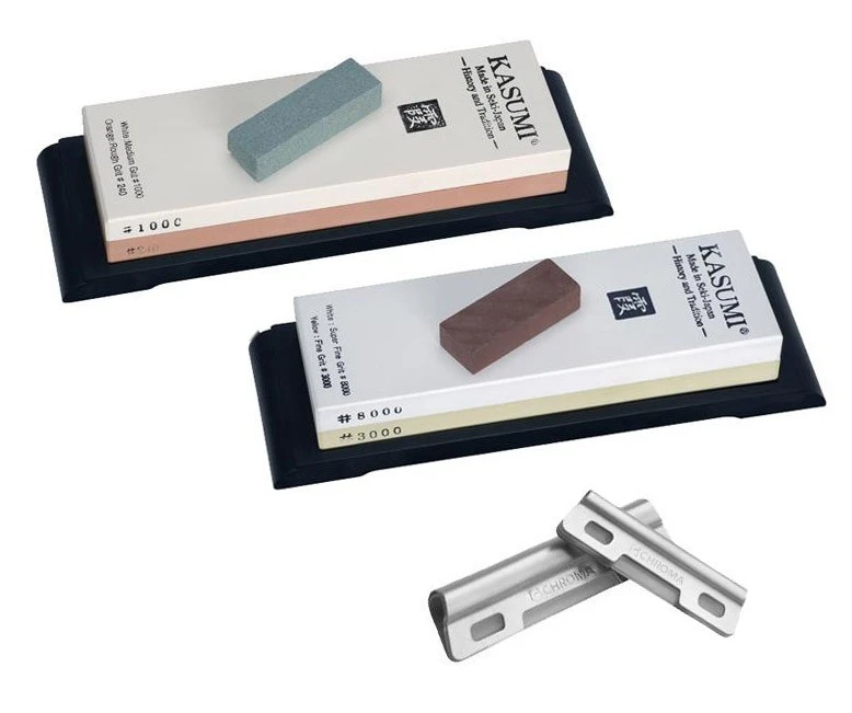 KASUMI Premium Set Of 2 Japanese Whetstones 240/1000 And 3000/8000 + 4 Accessories 1 KASUMI Premium Set Of 2 Japanese Whetstones 240/1000 And 3000/8000 + 4 Accessories