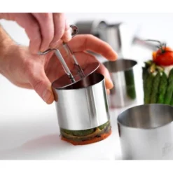 PATISSE Set Of 3 Stainless Steel Cake Rings 9cm + Tamper -Sabatier Sales Store patisse 3 piece cake ring set tamper 2