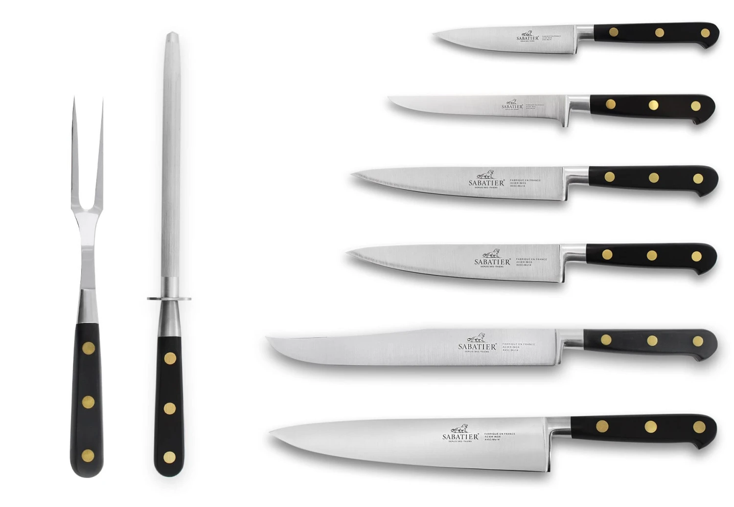 Sabatier Chef 6-piece Knife Set + 1 Carving Fork + 1 Sharpening Steel + 1 Roll Bag 2 Sabatier Chef 6-piece Knife Set + 1 Carving Fork + 1 Sharpening Steel + 1 Roll Bag - Image 2
