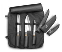 Featured Products 20 Sabatier International Knife Bag With 3 Japanese-style Knives - Wooden Handles