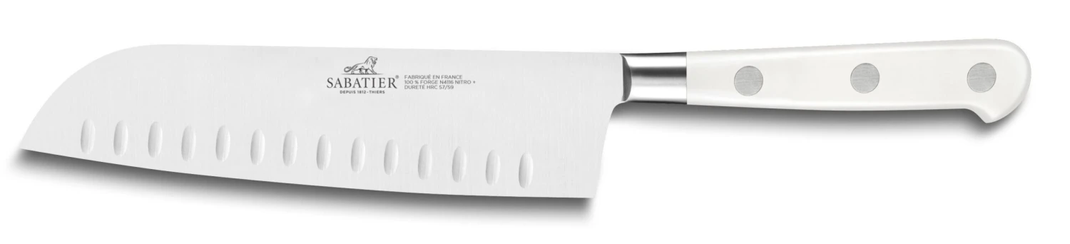 Sabatier Toque Blanche Santoku Knife 18cm Granton Edge 1 Sabatier Toque Blanche Santoku Knife 18cm Granton Edge