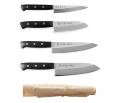 Tojiro DP Eco Set Of 4 Japanese Kitchen Knives + Roll Bag