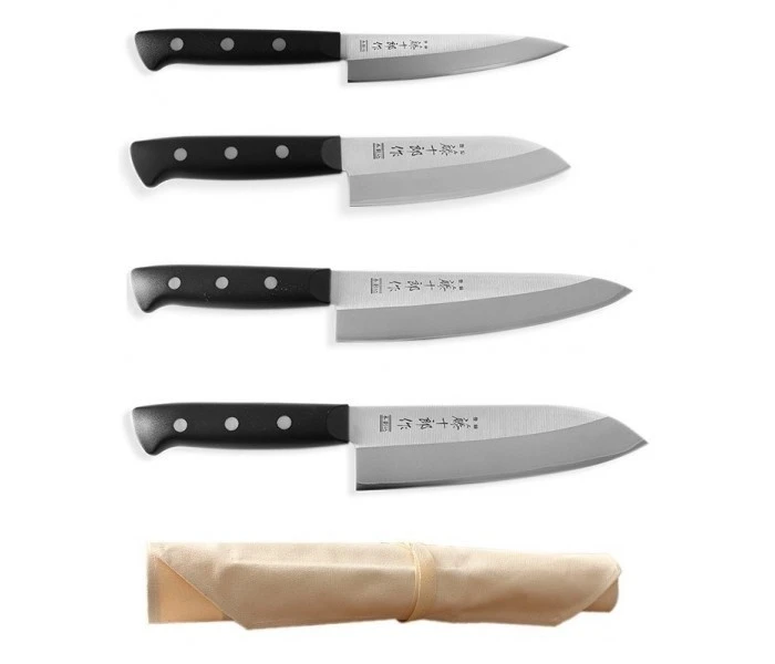 Tojiro DP Eco Set Of 4 Japanese Kitchen Knives + Roll Bag 1 Tojiro DP Eco Set Of 4 Japanese Kitchen Knives + Roll Bag