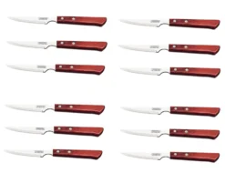 Tramontina Set Of 12 Steak Knives 10cm With Red Handles