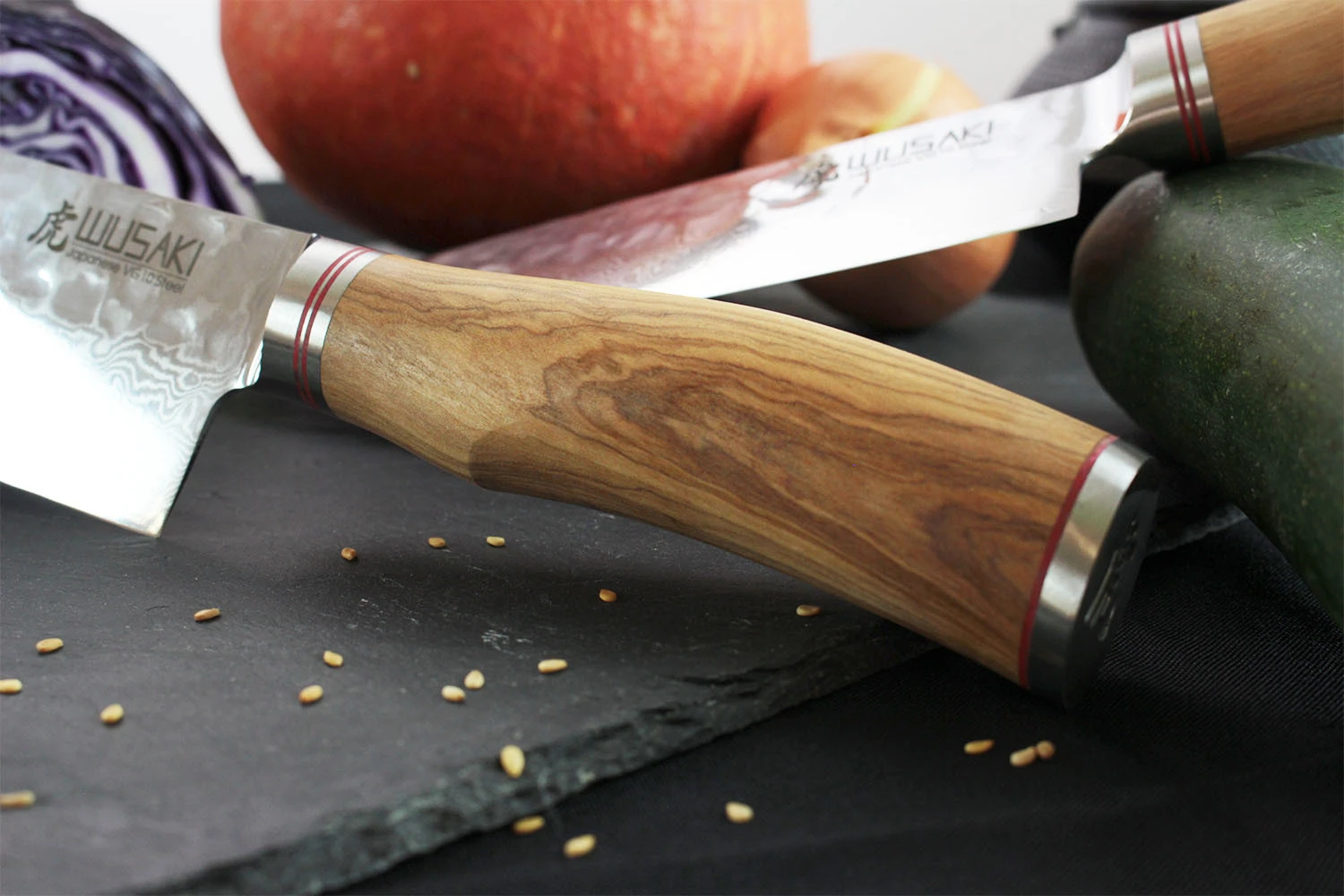 Wusaki Damas VG10 Nakiri Knife 17cm Olive Wood Handle 7 Wusaki Damas VG10 Nakiri Knife 17cm Olive Wood Handle - Image 7