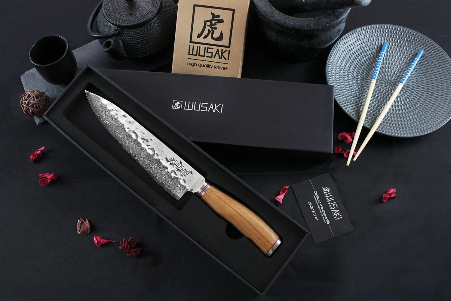 Wusaki Damas VG10 Pack With Chef Knife 20cm + Whetstone 3000/8000 2 Wusaki Damas VG10 Pack With Chef Knife 20cm + Whetstone 3000/8000 - Image 2