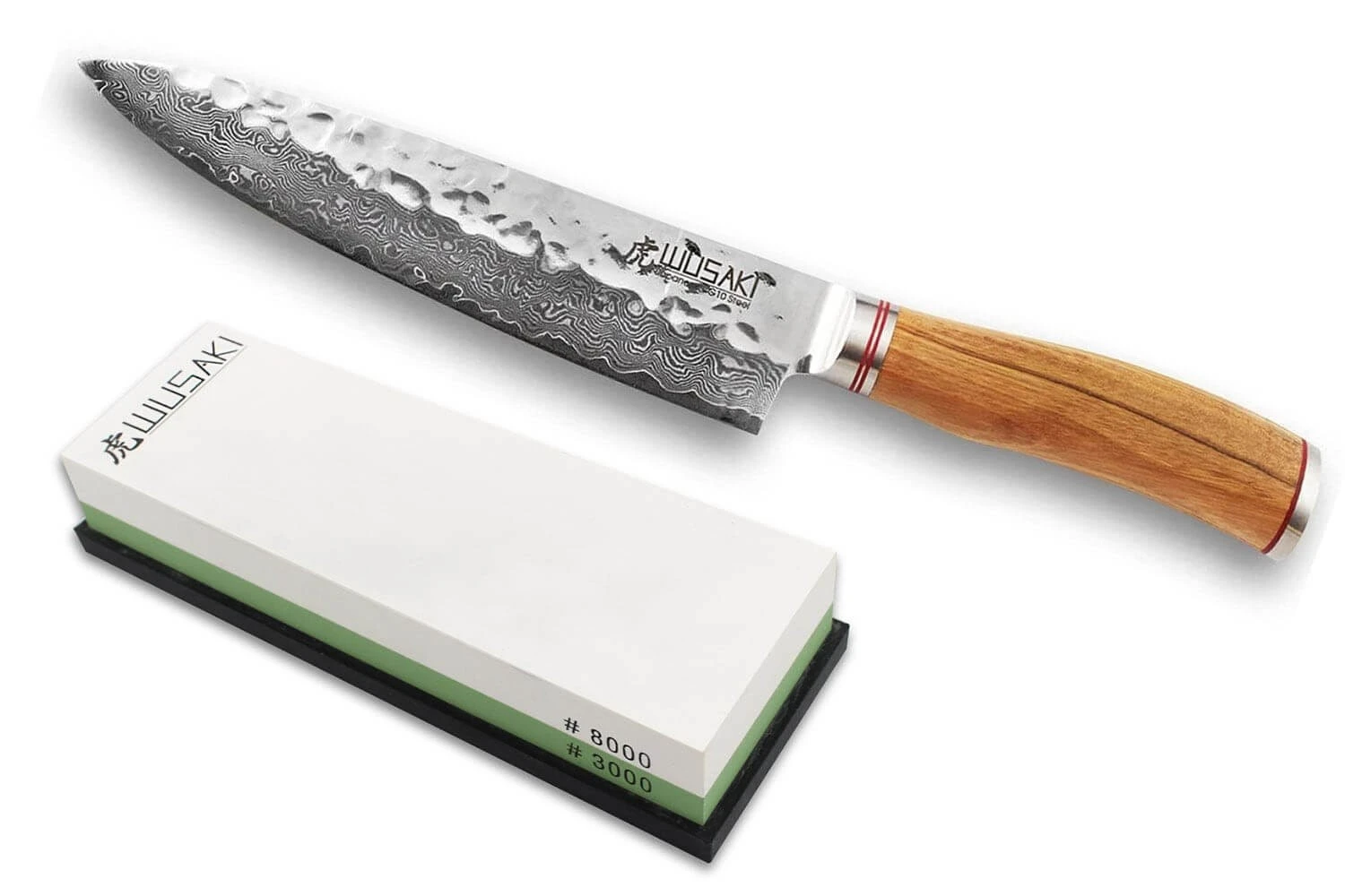 Wusaki Damas VG10 Pack With Chef Knife 20cm + Whetstone 3000/8000 1 Wusaki Damas VG10 Pack With Chef Knife 20cm + Whetstone 3000/8000