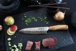 Wusaki Damas VG10 Santoku Knife 17cm Olive Wood Handle -Sabatier Sales Store wusaki damas vg10 santoku knife 17cm olive wood handle 2