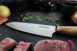 Wusaki Damas VG10 Santoku Knife 17cm Olive Wood Handle -Sabatier Sales Store wusaki damas vg10 santoku knife 17cm olive wood handle 3