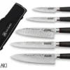 Wusaki Ebony AUS8 Set With 5 Kitchen Knives + 1 Roll Bag