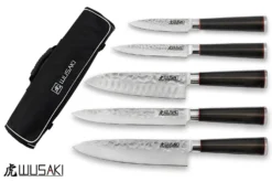 Wusaki Ebony AUS8 Set With 5 Kitchen Knives + 1 Roll Bag